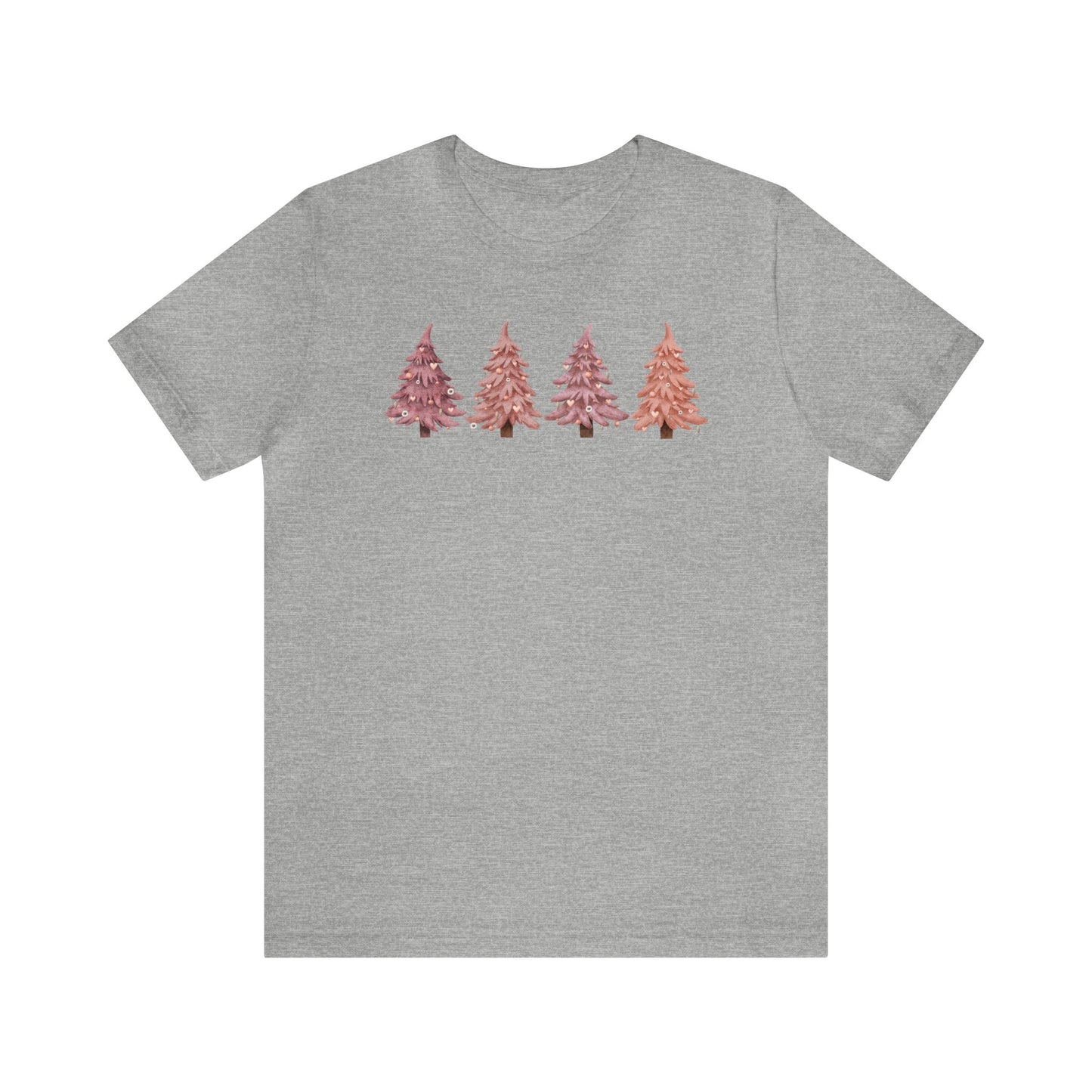Pink Christmas Trees Christmas Shirt Short Sleeve Tee