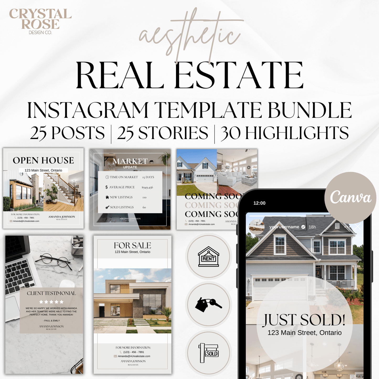 Neutral Real Estate Instagram Social Media Templates Kit