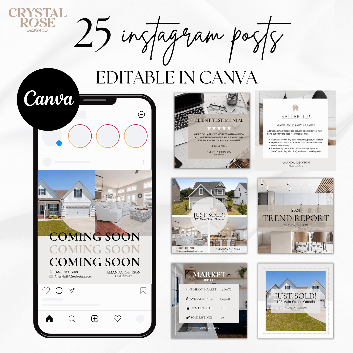 Neutral Real Estate Instagram Social Media Templates Kit