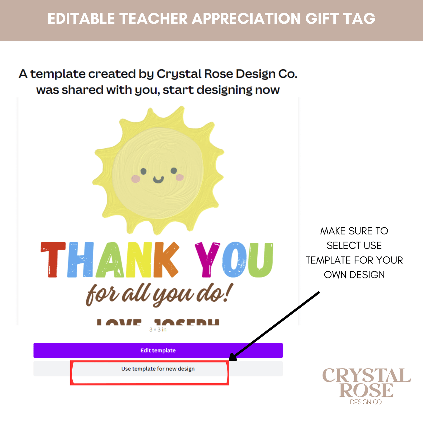 Printable Teacher Gift Tag | Editable Template