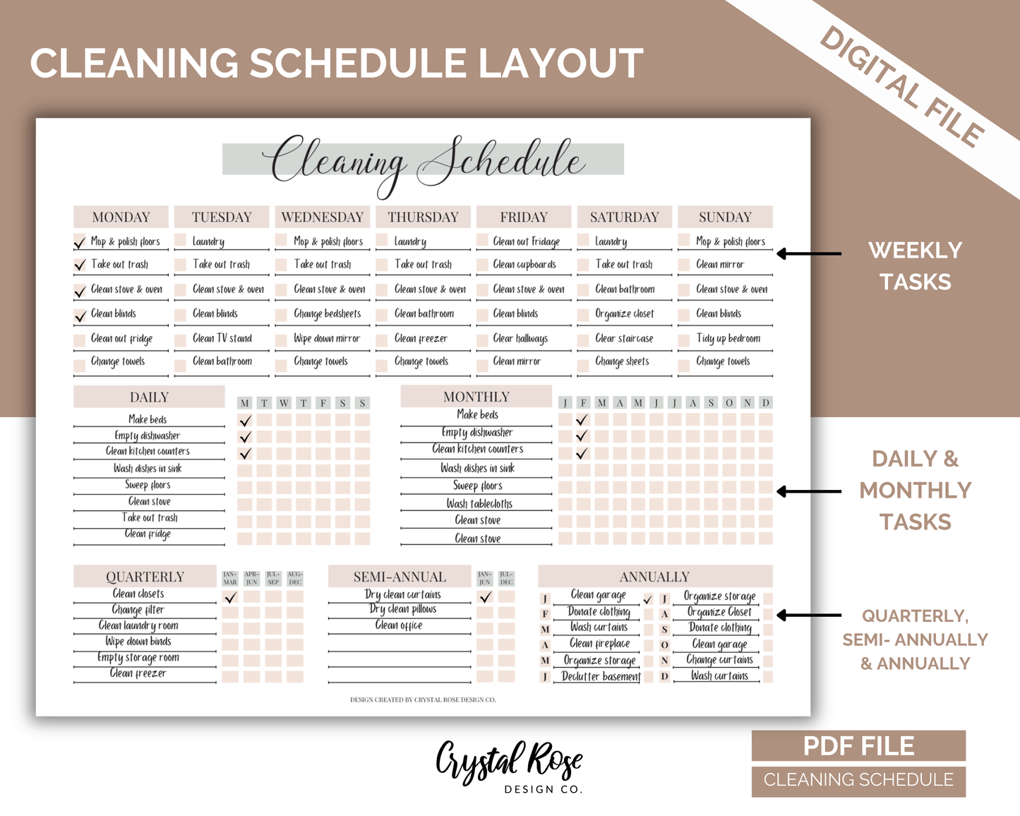 Cleaning Schedule, Cleaning Checklist, Cleaning Planner, Weekly House Chores, Daily Cleaning Chart, Monthly, Household Planner Printable