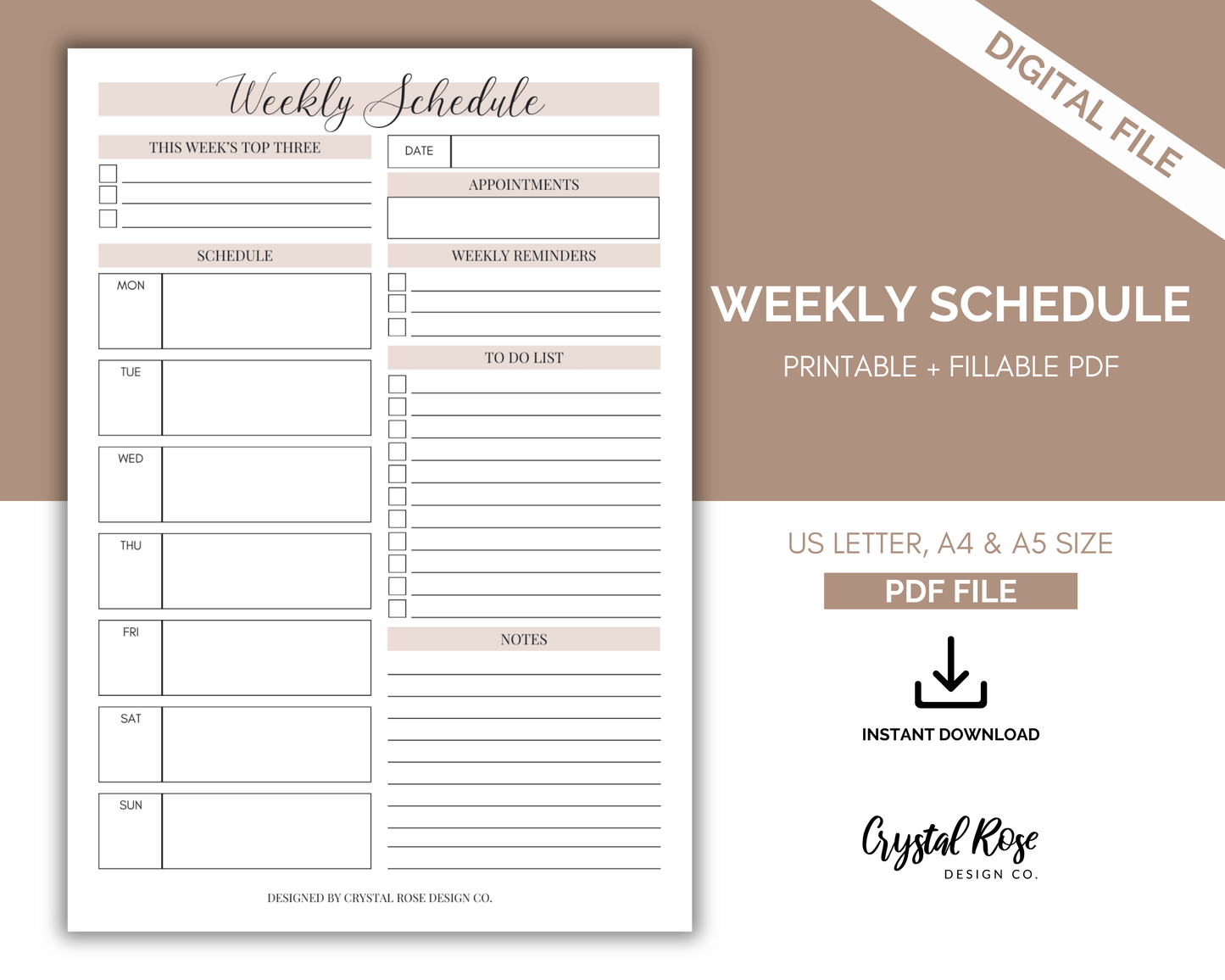 Daily, Weekly and Monthly Schedule, Hourly Planner, Weekly Schedule, Daily Planner, Undated Planner, 2024 Weekly Organizer, To Do List