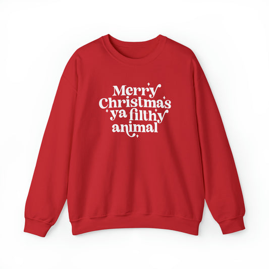 Merry Christmas Ya Filthy Animal Christmas Crewneck Sweater