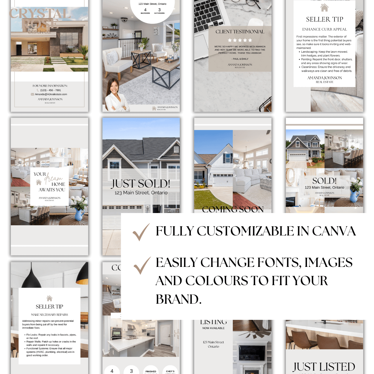 Neutral Real Estate Instagram Social Media Templates Kit