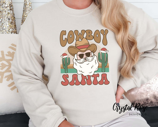 Cowboy Santa Christmas Crewneck Sweater