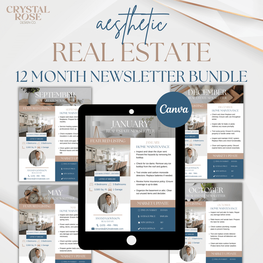 Monthly Real Estate Newsletter Template Bundle
