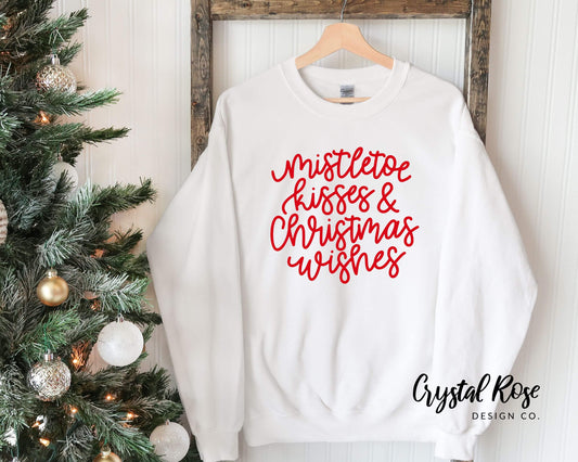 Mistletoe Kisses & Christmas Wishes Christmas Crewneck Sweater