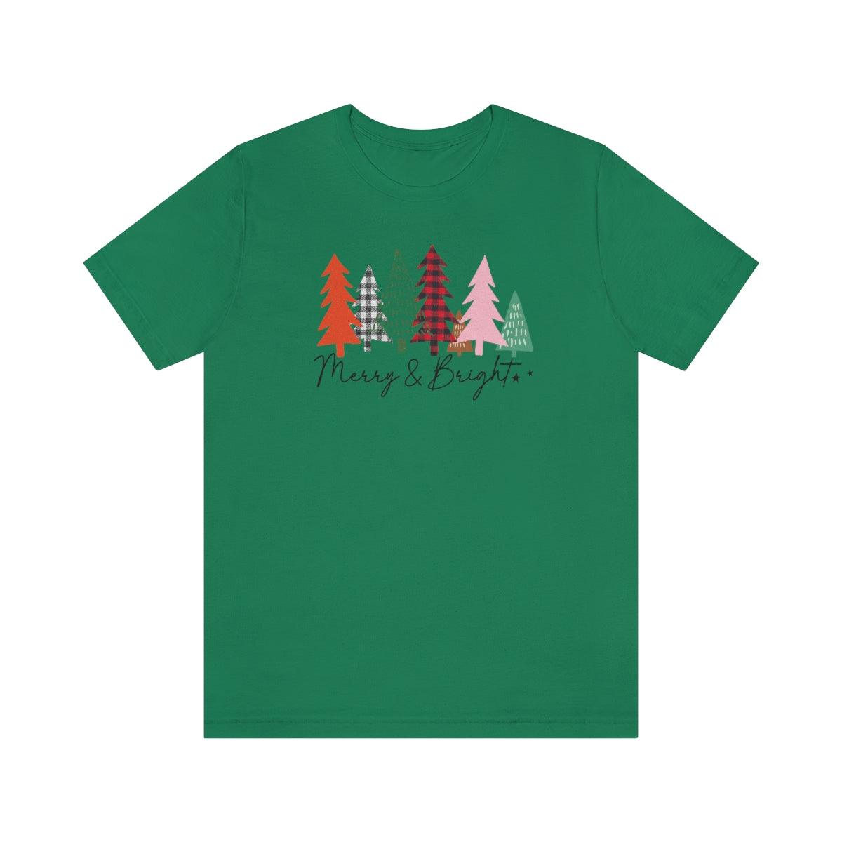 Merry and Bright Trees Christmas Shirt Short Sleeve Tee - Crystal Rose Design Co.
