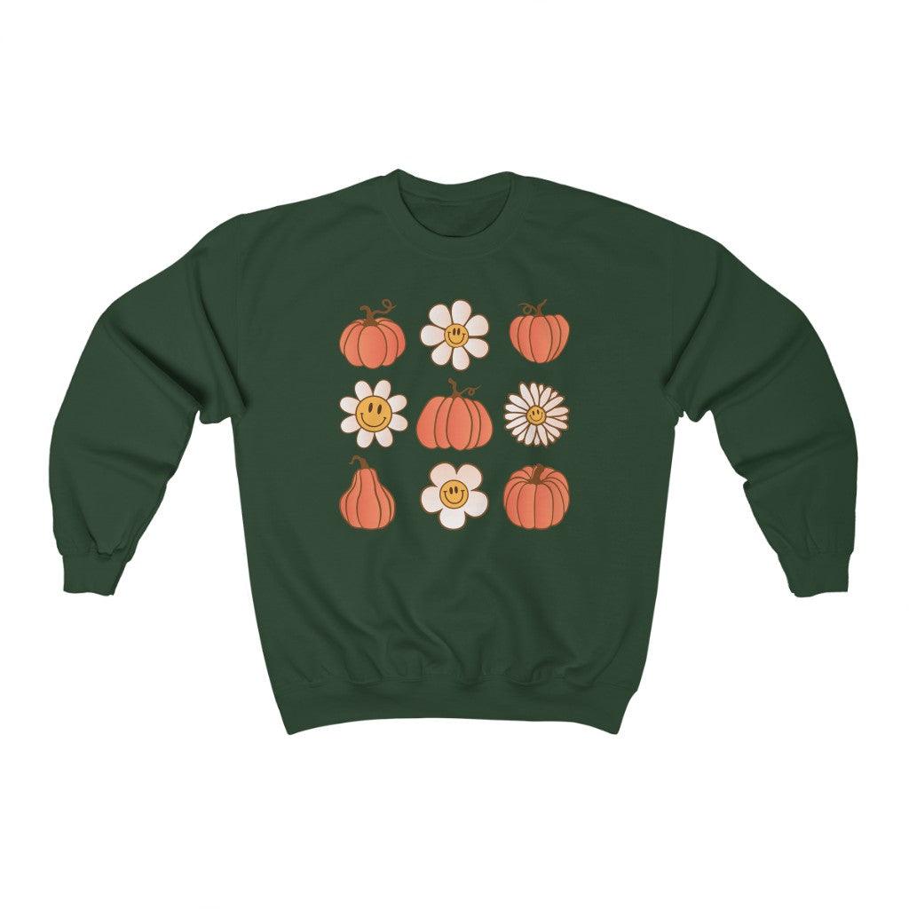 Daisy Pumpkin Halloween Crewneck Sweatshirt - Crystal Rose Design Co.
