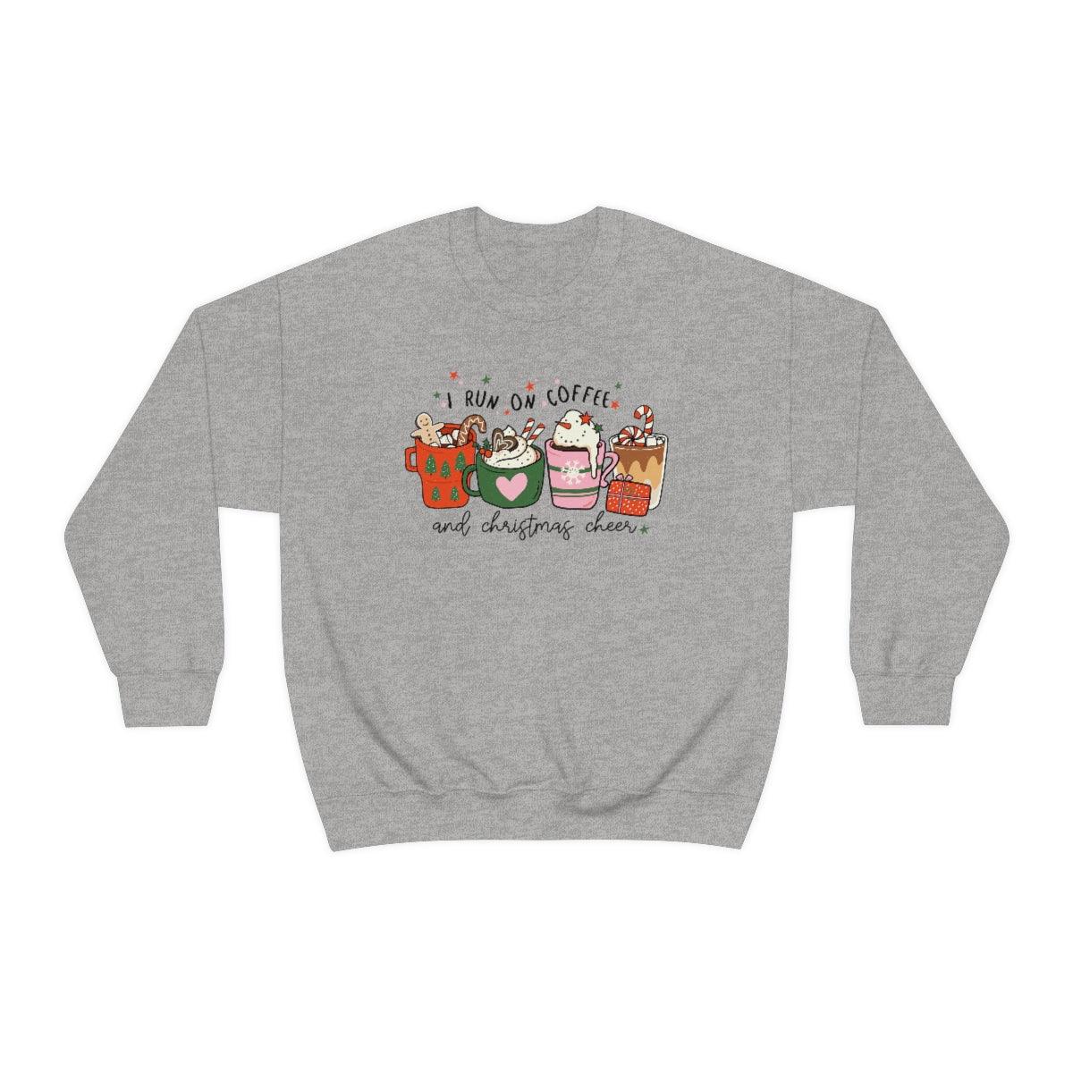I Run On Coffee and Christmas Cheer Christmas Crewneck Sweater - Crystal Rose Design Co.