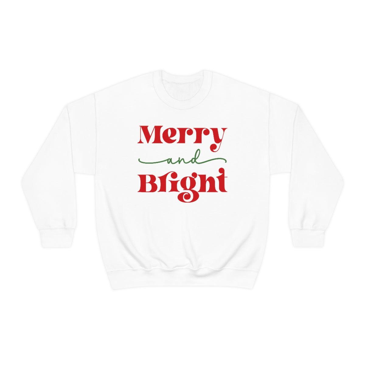 Retro Merry and Bright Christmas Crewneck Sweatshirt - Crystal Rose Design Co.