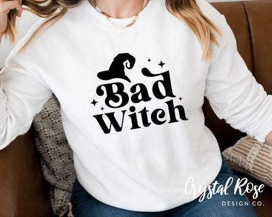 Bad Witch Halloween Crewneck Sweatshirt - Crystal Rose Design Co.