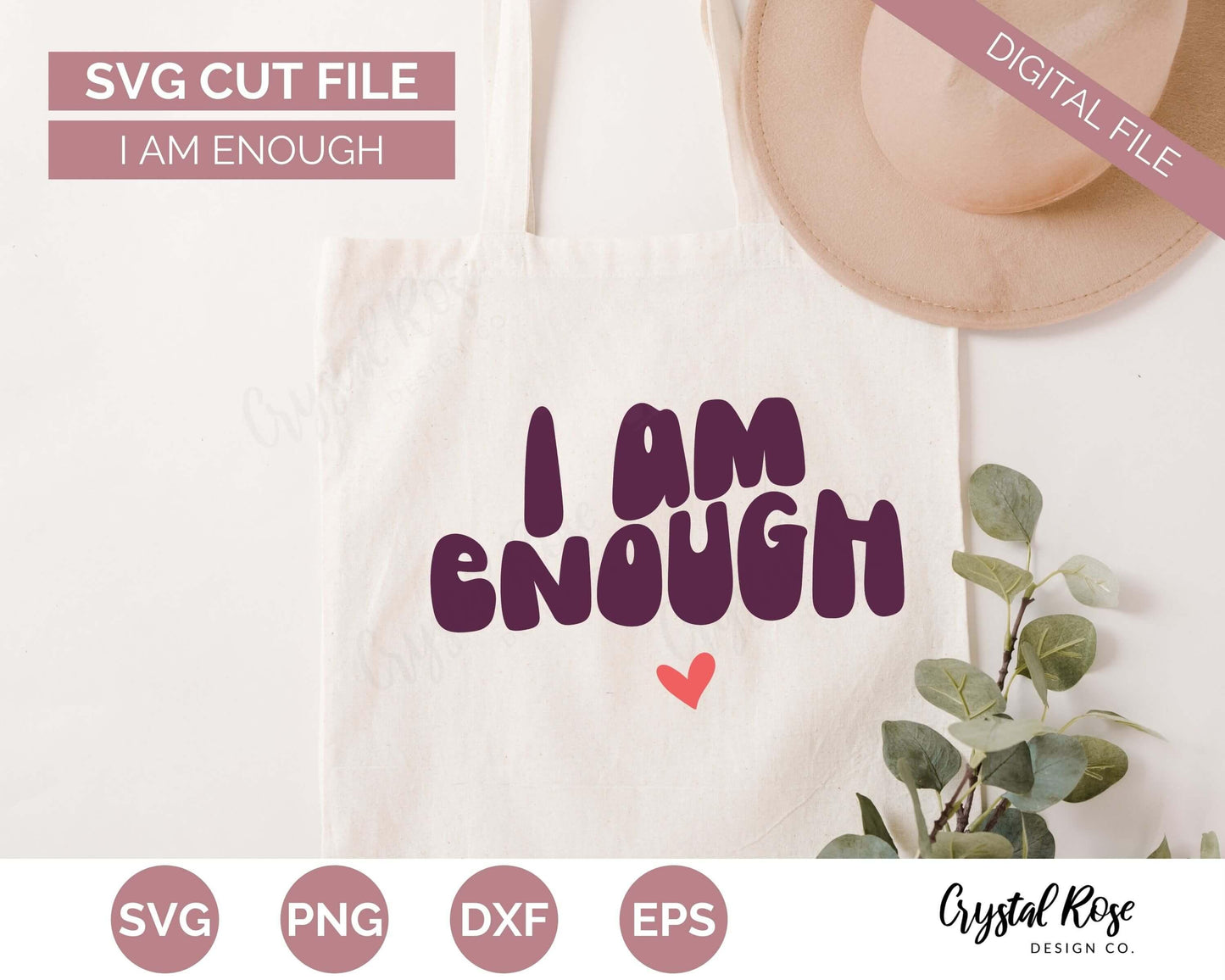 Retro I Am Enough SVG, Inspirational SVG, Digital Download, Cricut, Silhouette, Glowforge (includes svg/png/dxf/eps)
