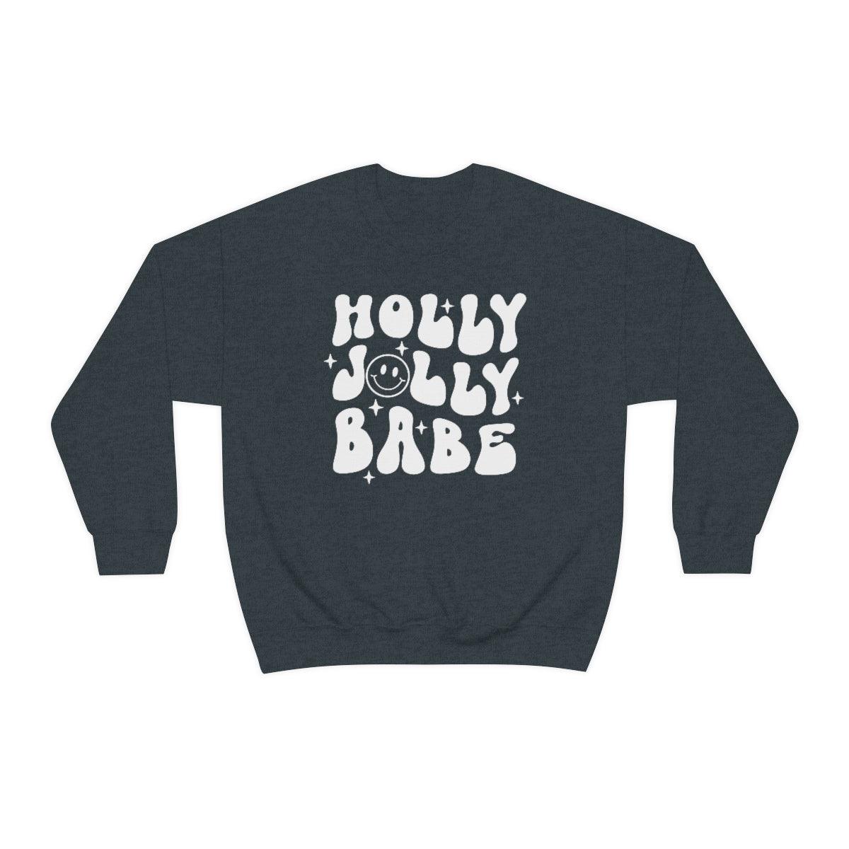 Retro Holly Jolly Babe Christmas Crewneck Sweater