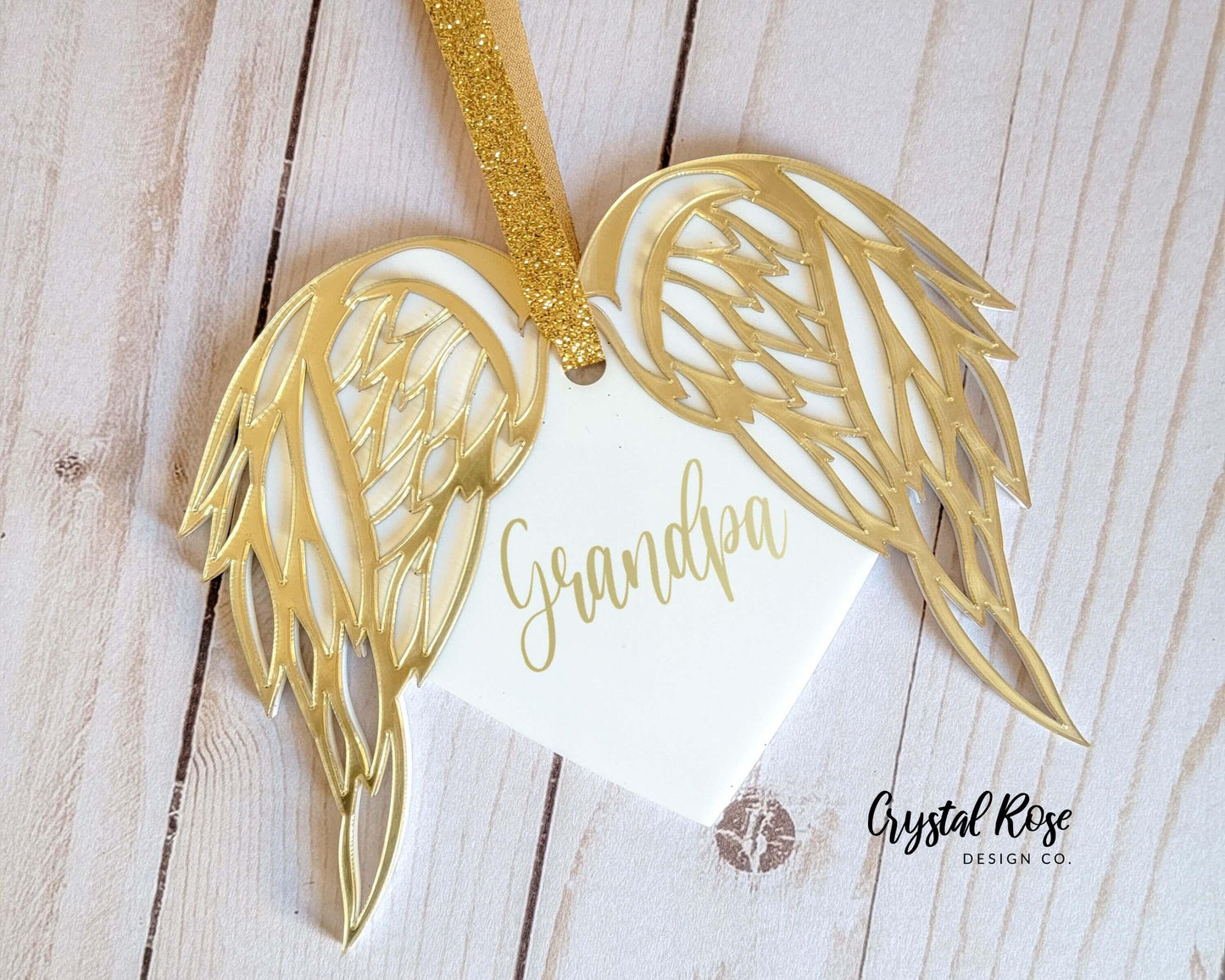 Personalized Angel Wings Heart Ornament Acrylic