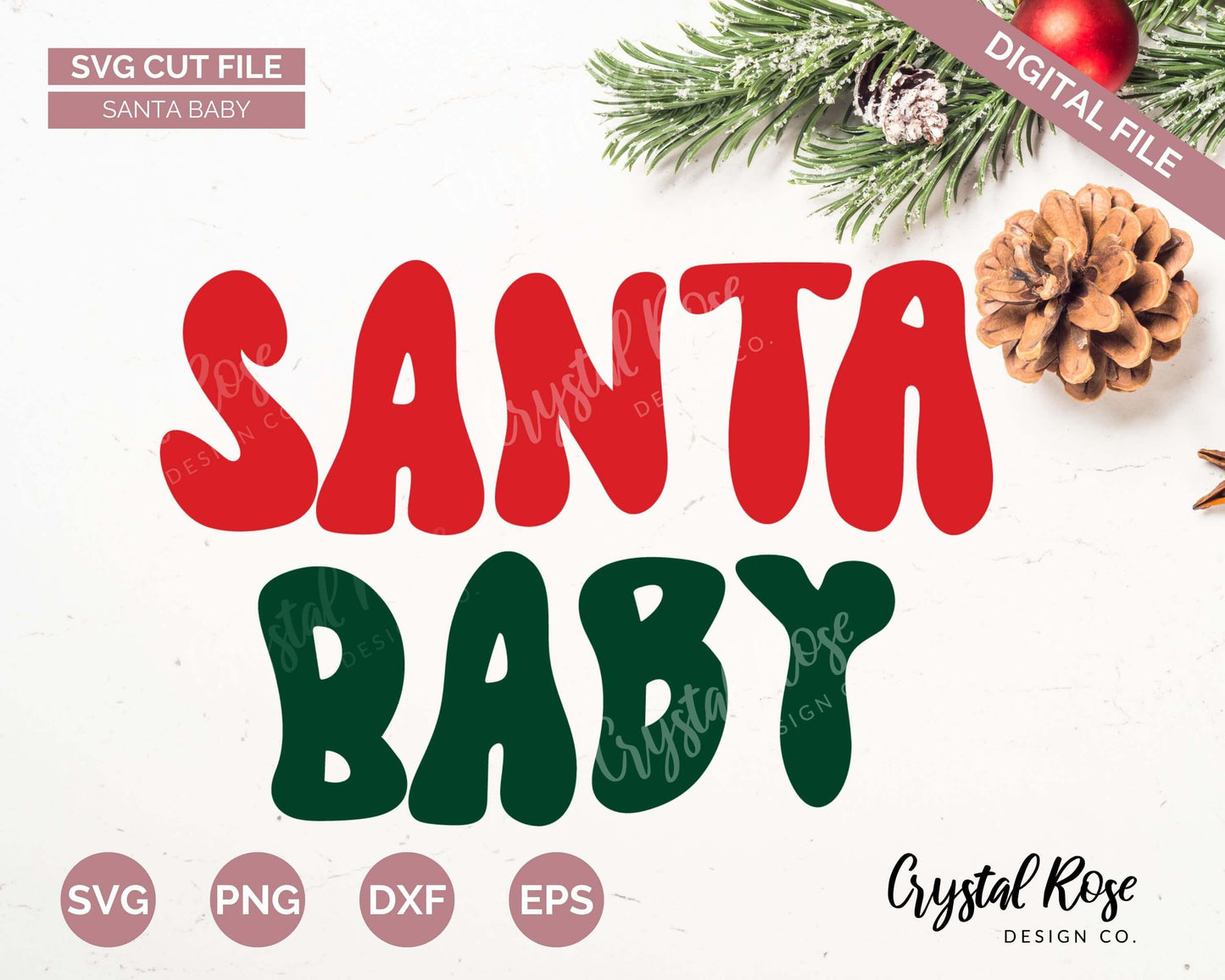 Retro Santa Baby SVG, Christmas SVG, Digital Download, Cricut, Silhouette, Glowforge (includes svg/png/dxf/eps)