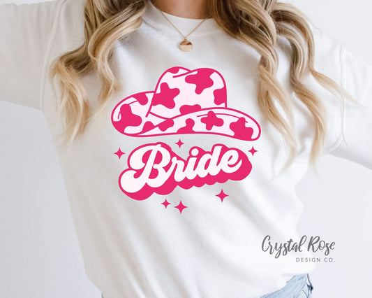 Bride Cowgirl Hat Crewneck Sweatshirt - Crystal Rose Design Co.