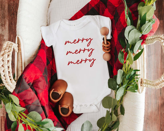Merry Merry Merry Baby Onesie - Crystal Rose Design Co.
