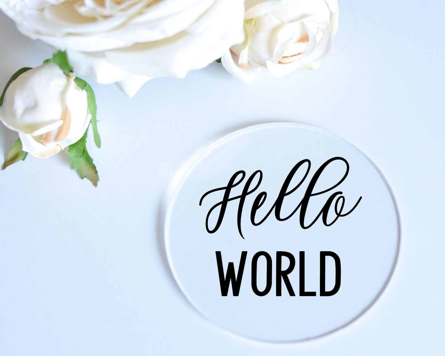 Hello World Baby Name Announcement Sign - Plaque - Crystal Rose Design Co.