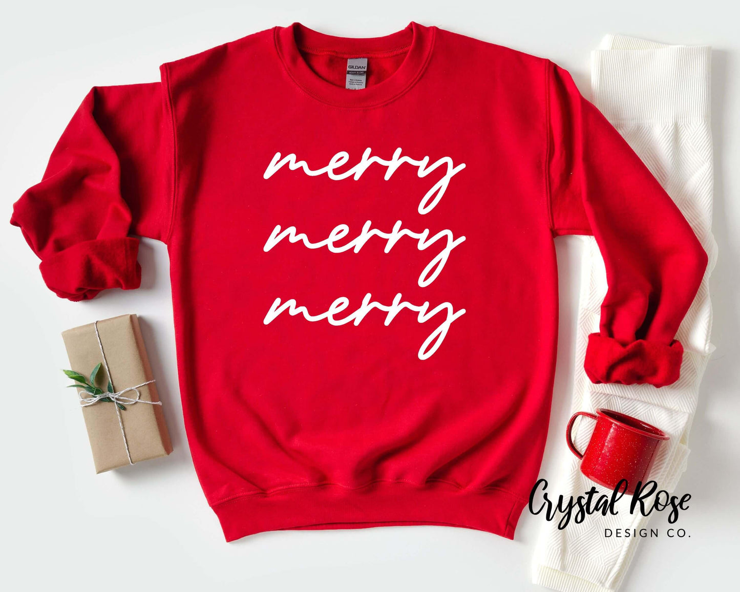 Merry Merry Merry Christmas Crewneck Sweatshirt - Crystal Rose Design Co.