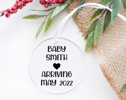 Personalized Baby Name and Birthdate Acrylic Ornament - Crystal Rose Design Co.