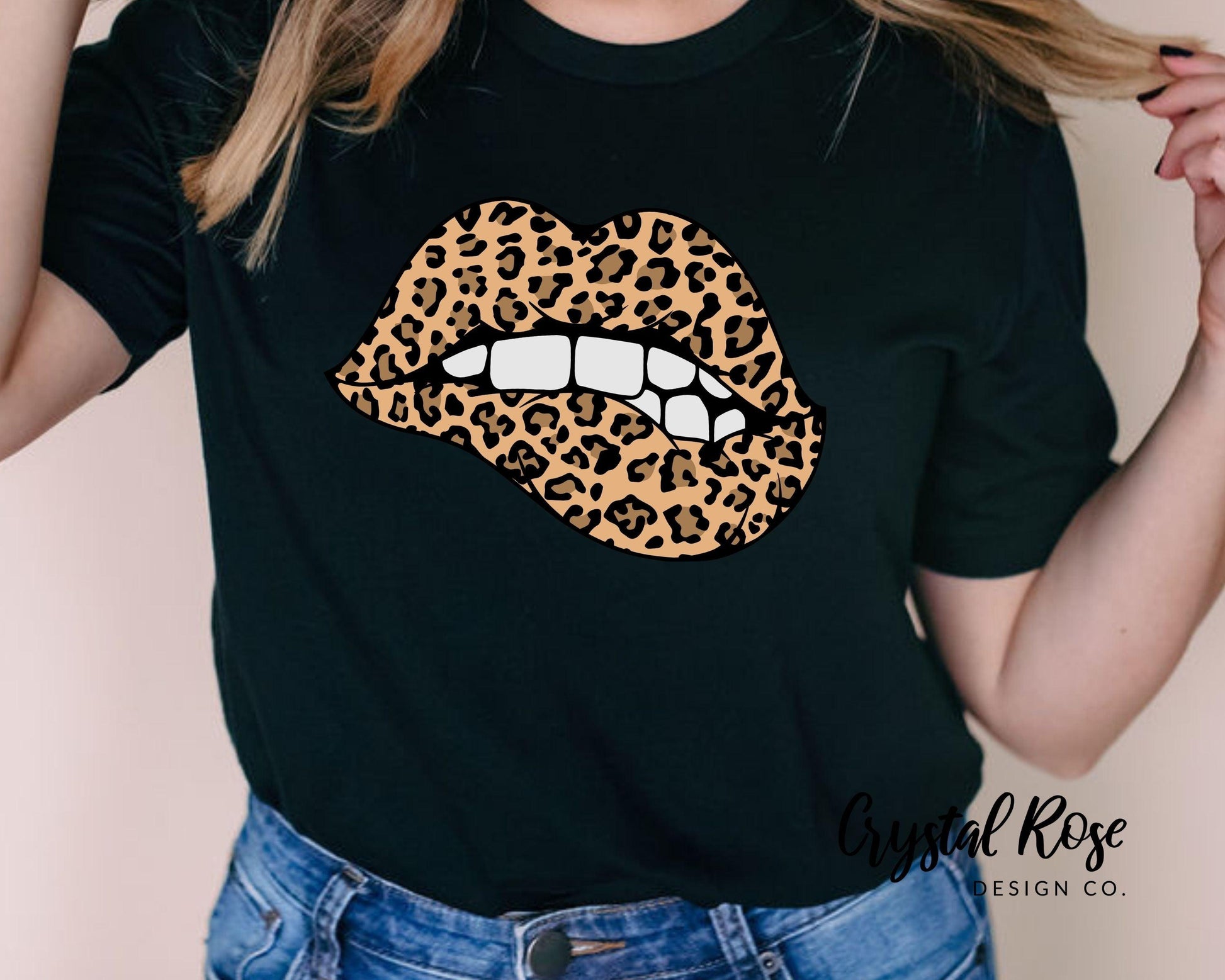 Leopard Print Lips Short Sleeve Tee - Crystal Rose Design Co.