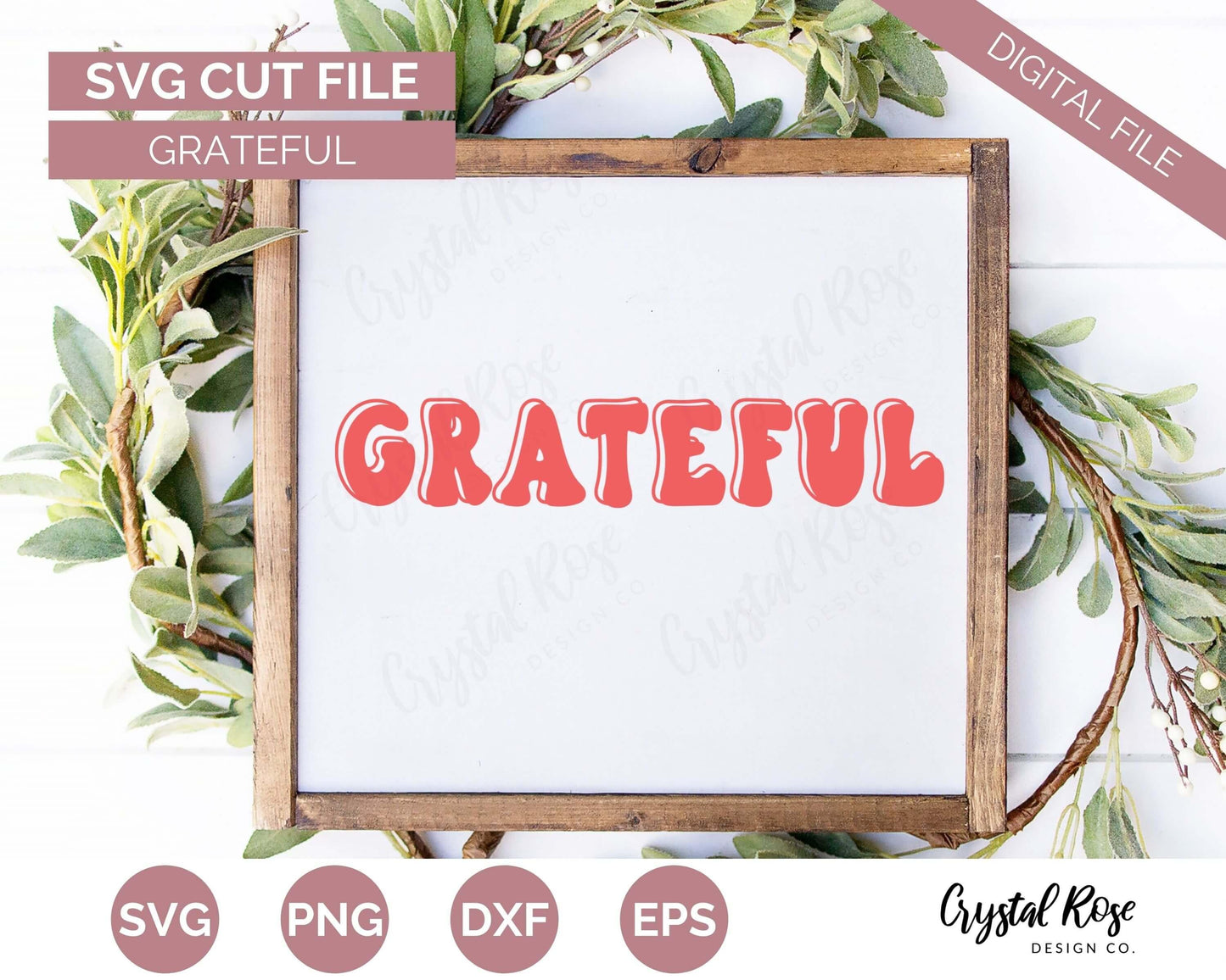 Retro Grateful SVG, Inspirational SVG, Digital Download, Cricut, Silhouette, Glowforge (includes svg/png/dxf/eps)