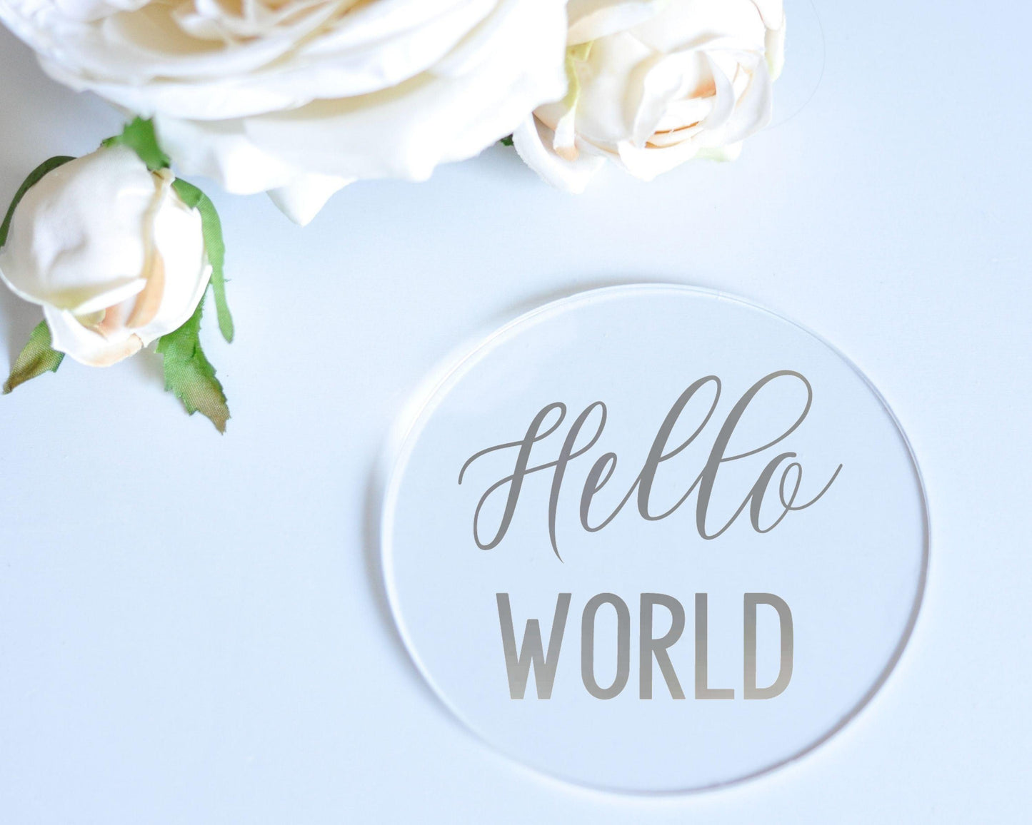 Hello World Baby Name Announcement Sign - Plaque - Crystal Rose Design Co.