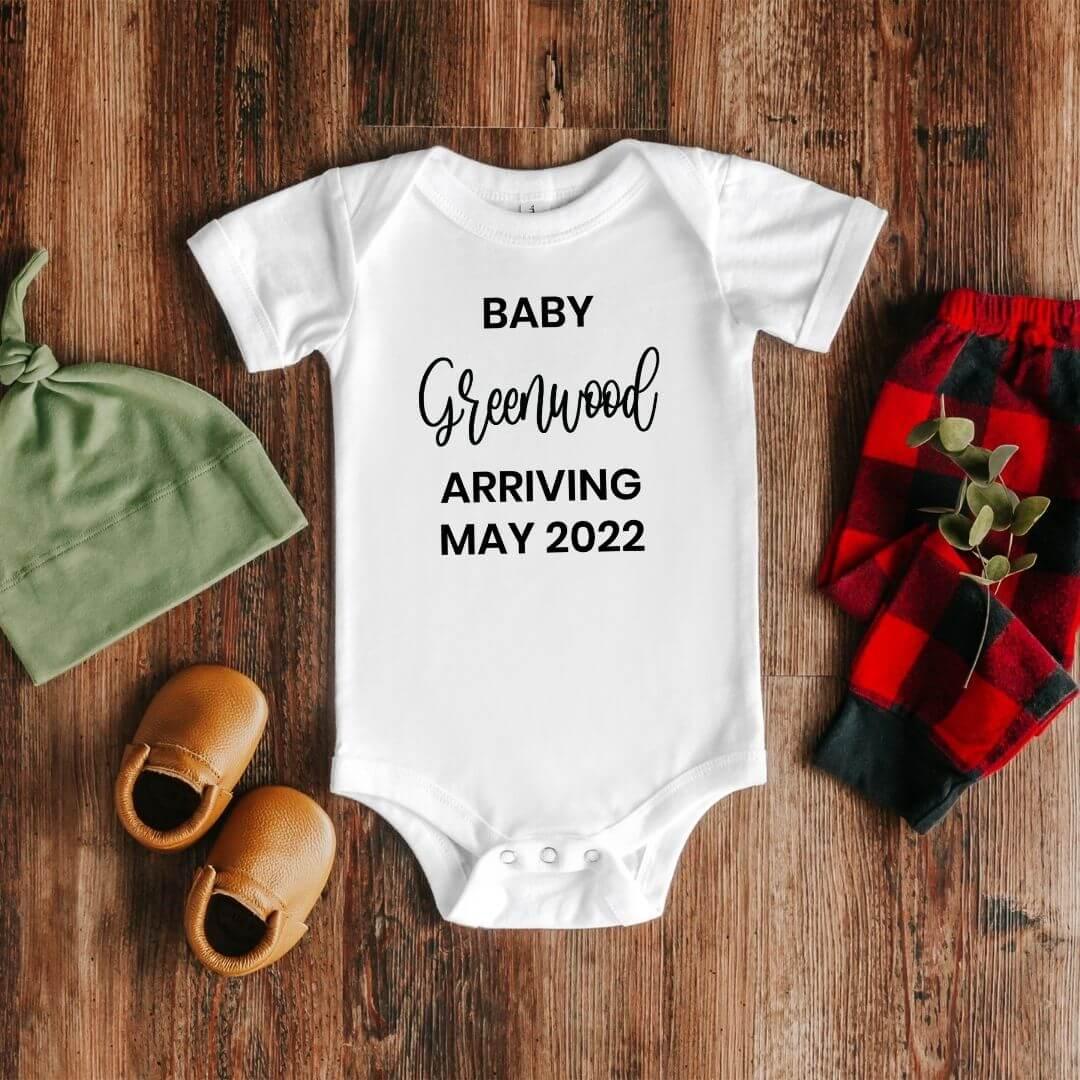 Personalized Baby Announcement Onesie - Crystal Rose Design Co.
