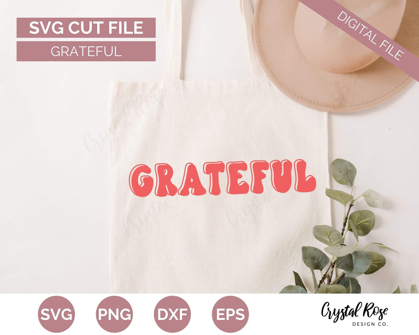 Retro Grateful SVG, Inspirational SVG, Digital Download, Cricut, Silhouette, Glowforge (includes svg/png/dxf/eps) - Crystal Rose Design Co.