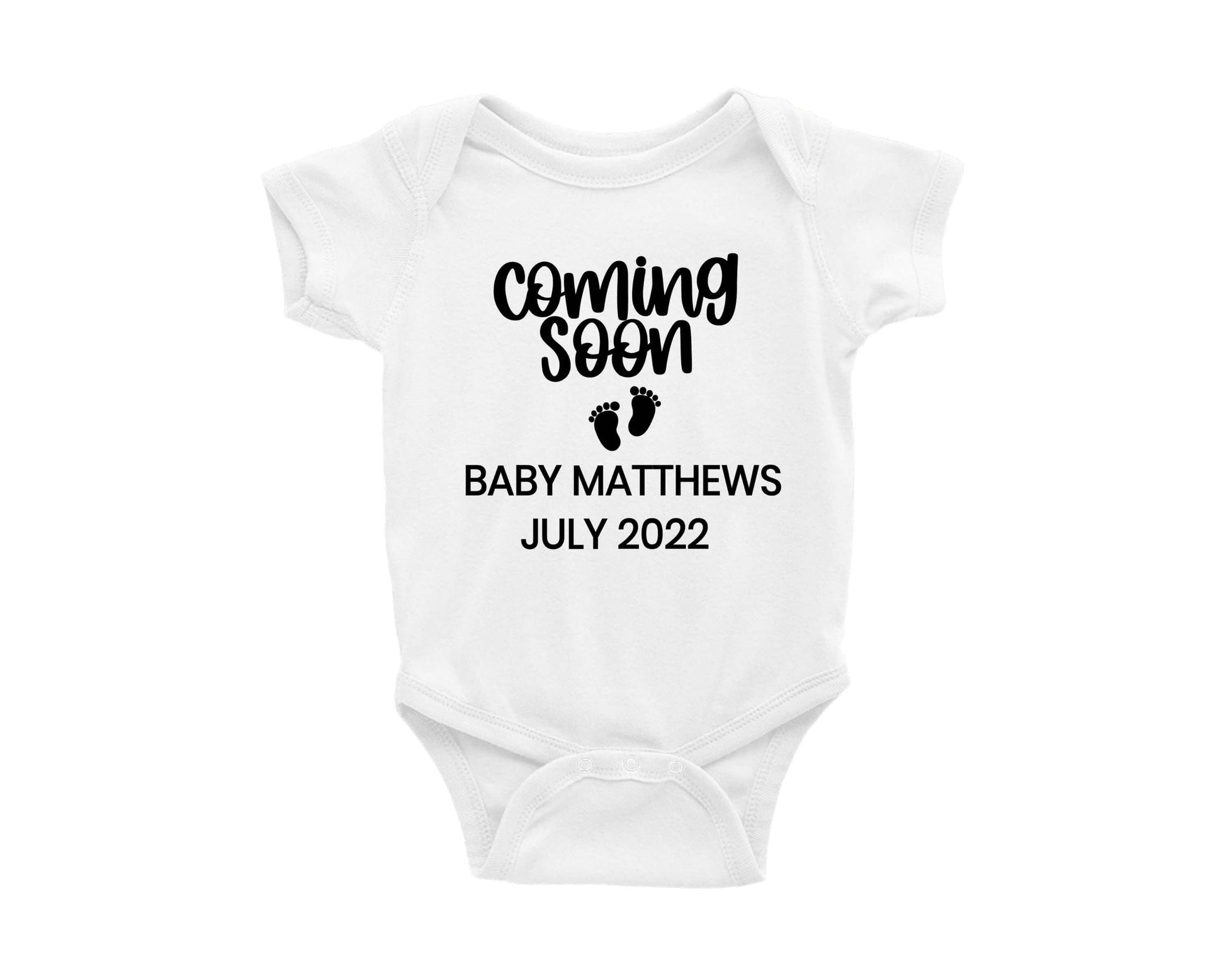 Personalized Coming Soon Baby Announcement Onesie - Crystal Rose Design Co.