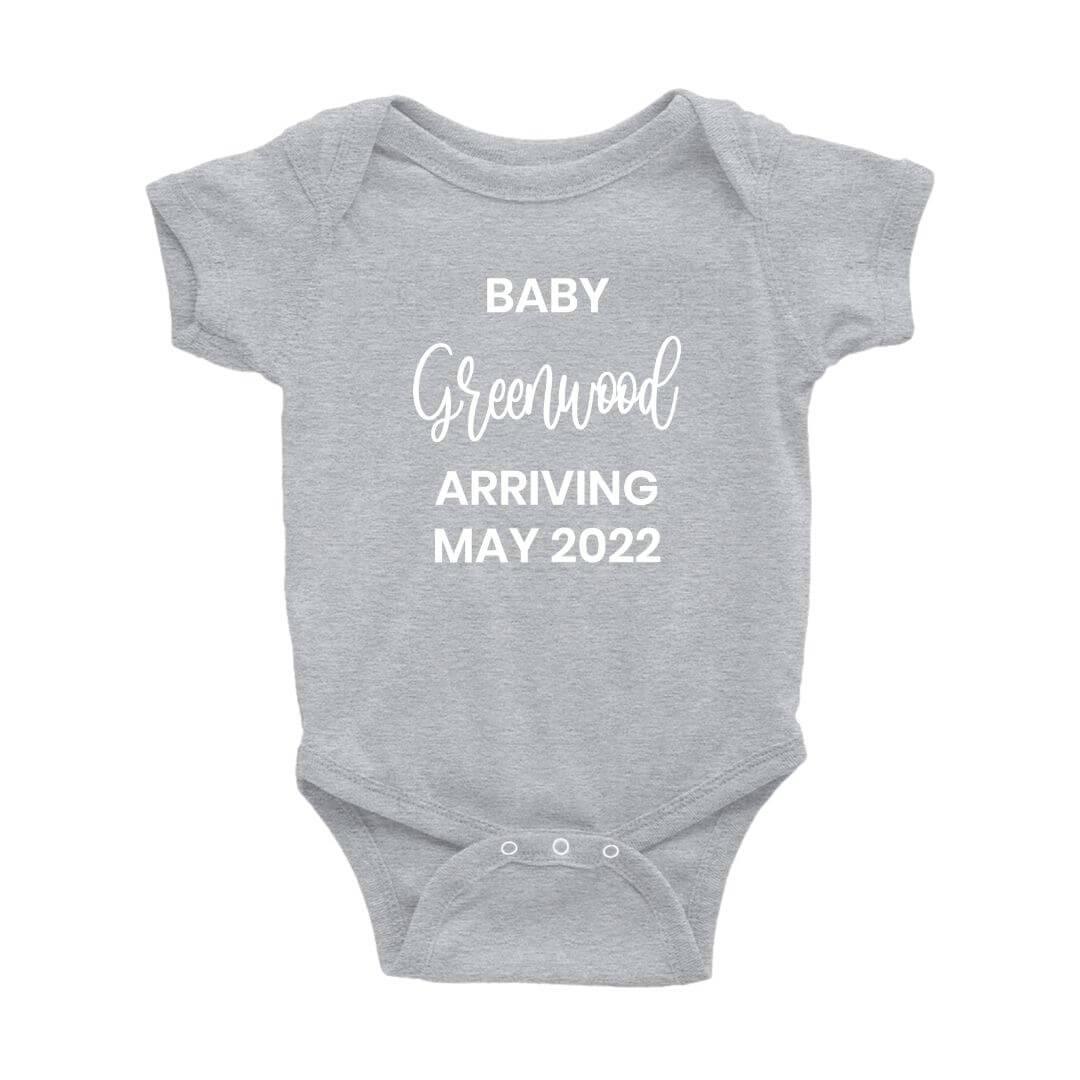 Personalized Baby Announcement Onesie - Crystal Rose Design Co.