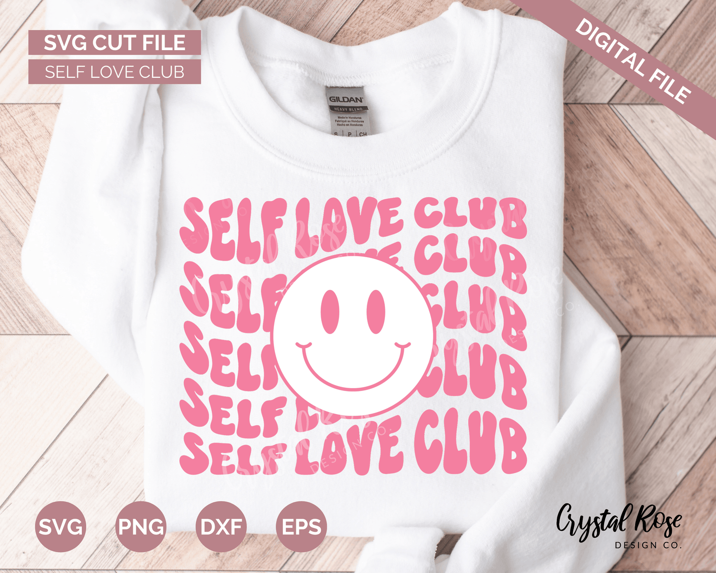 Self Love Club SVG, Inspirational SVG, Digital Download, Cricut, Silhouette, Glowforge (includes svg/png/dxf/eps)