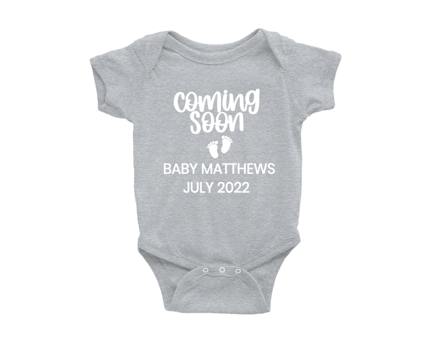 Personalized Coming Soon Baby Announcement Onesie