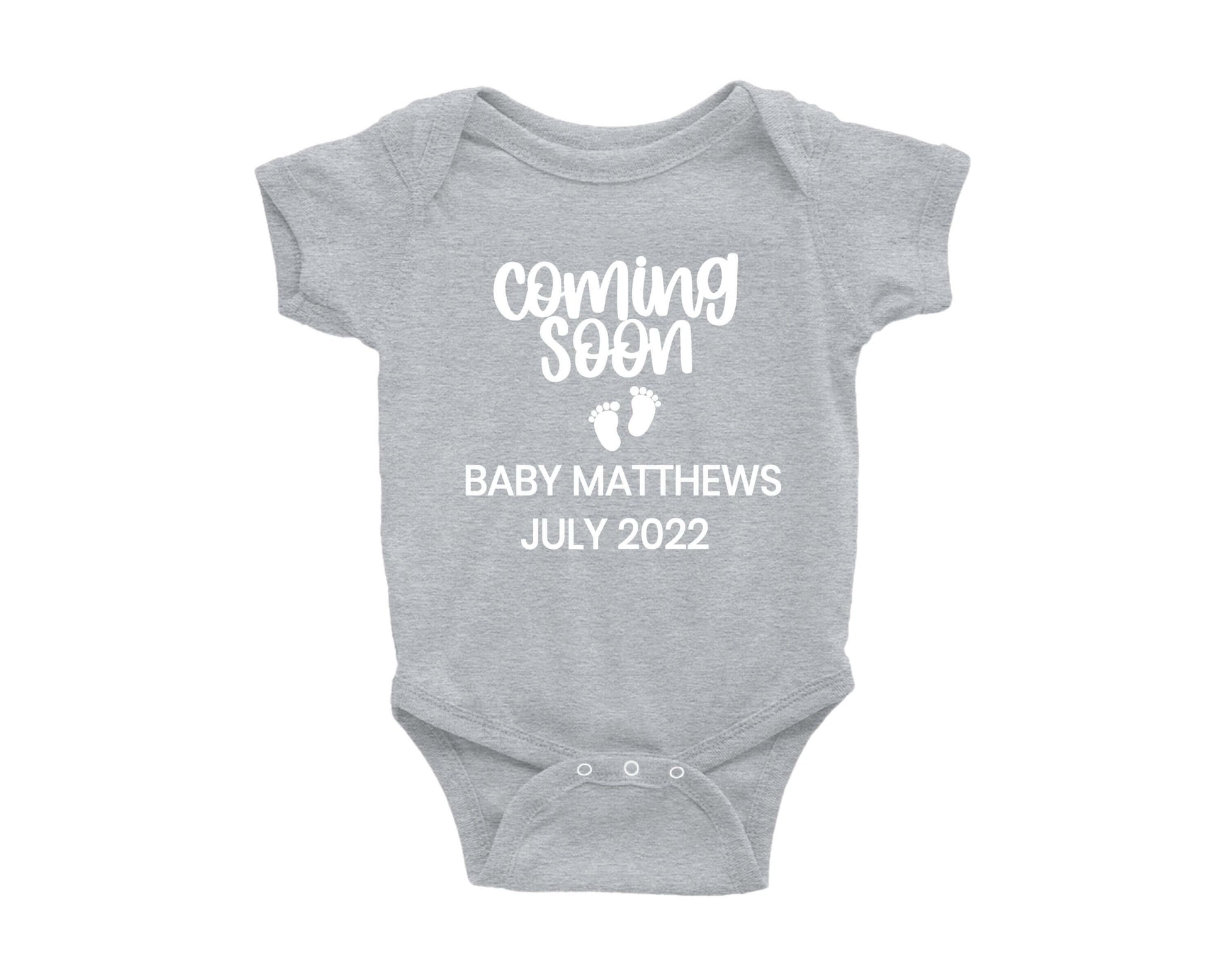Personalized Coming Soon Baby Announcement Onesie – Crystal Rose Design Co.