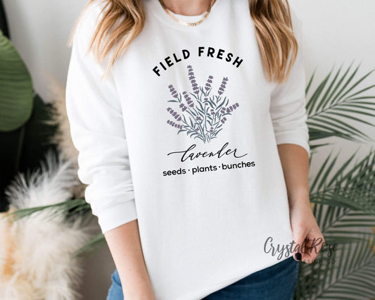 Field Fresh Lavender Crewneck Sweatshirt - Crystal Rose Design Co.