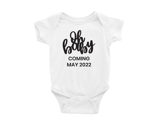 Oh Baby Announcement Personalized Baby Onesie - Crystal Rose Design Co.