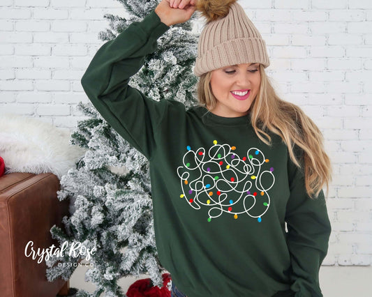 Tangled Christmas Lights Christmas Crewneck Sweater - Crystal Rose Design Co.
