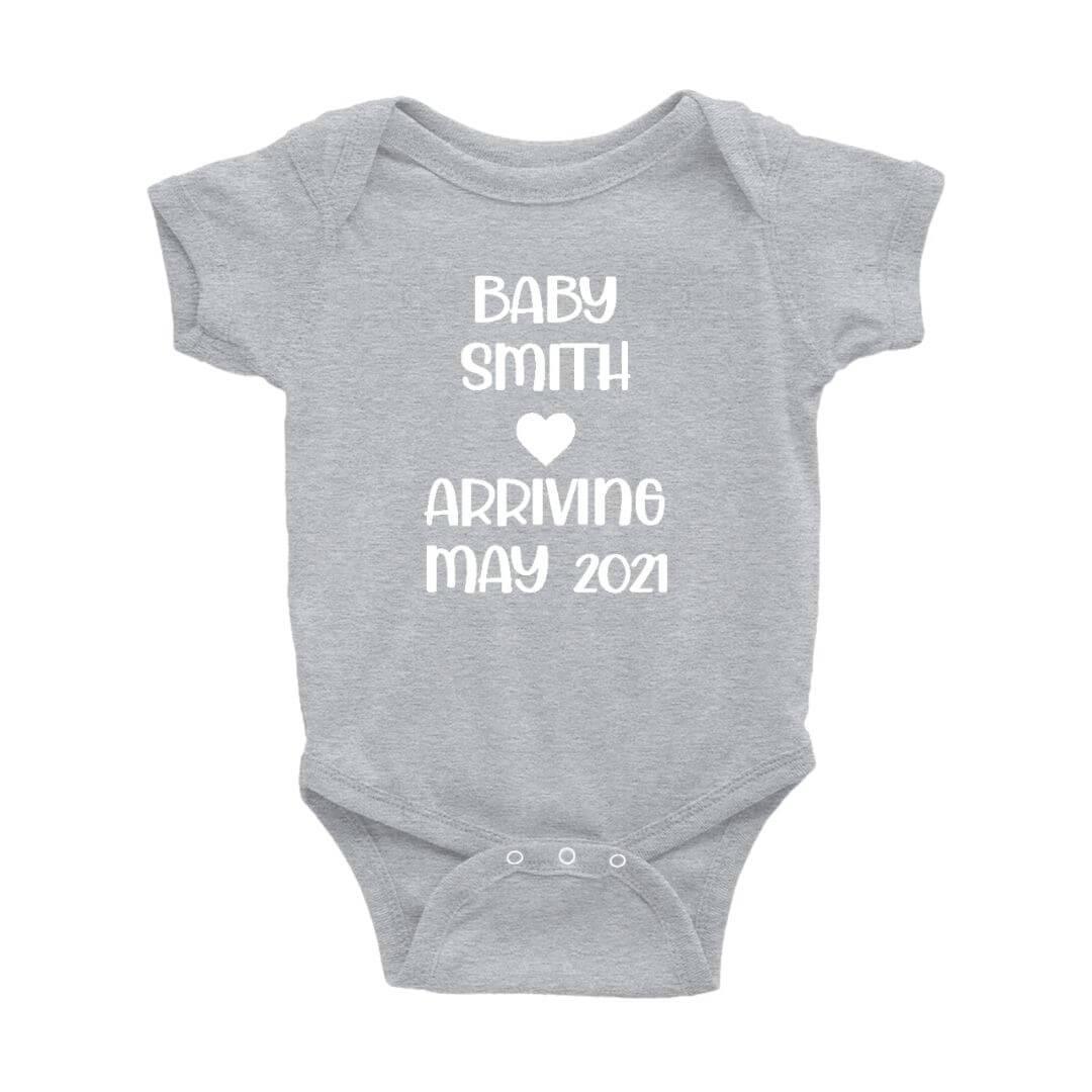 Personalized Baby Arrival Announcement Onesie - Crystal Rose Design Co.