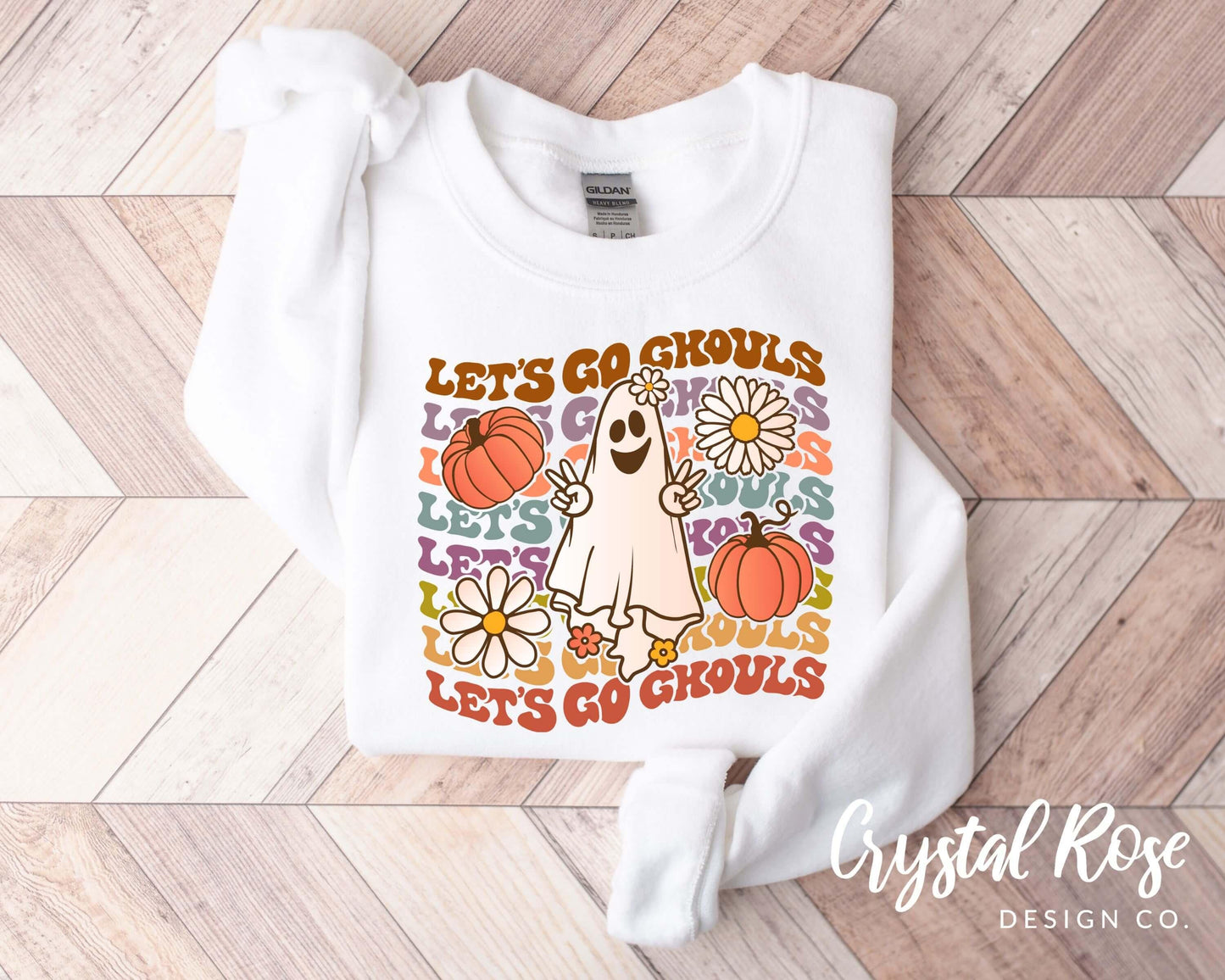 Let's Go Ghouls Halloween Crewneck Sweatshirt - Crystal Rose Design Co.