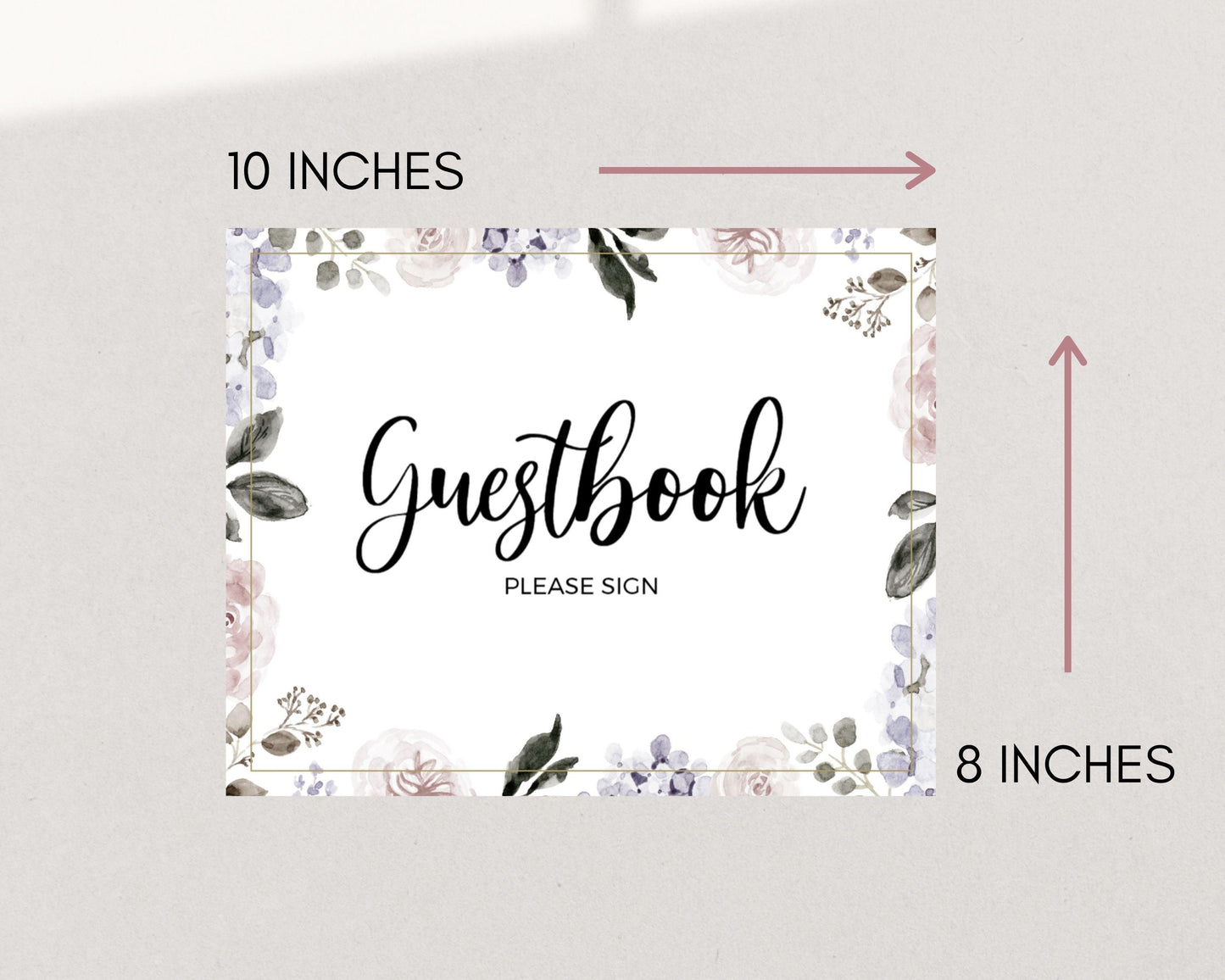 Printable Vintage Floral Wedding Guestbook Sign, Instant Download, Printable Wedding Guestbook Sign