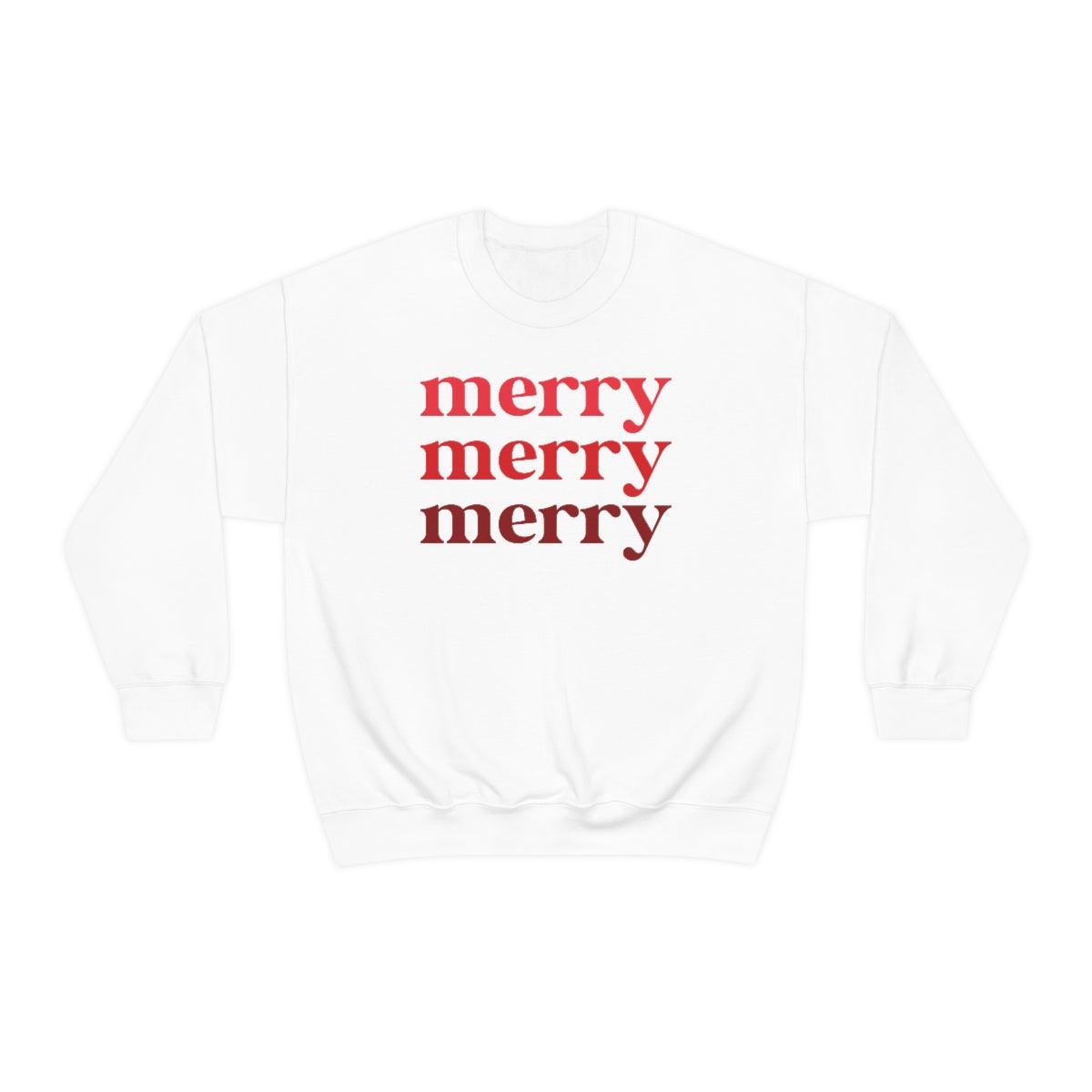 Merry Merry Merry Christmas Crewneck Sweater - Crystal Rose Design Co.