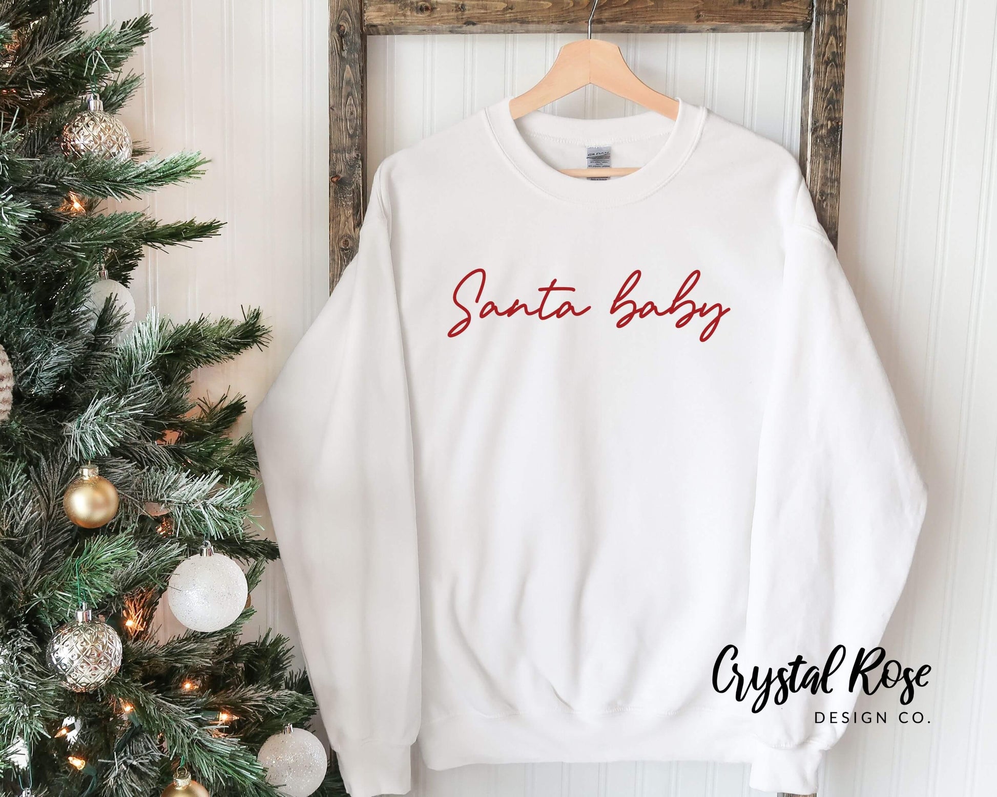Santa Baby Simple Christmas Crewneck Sweater - Crystal Rose Design Co.