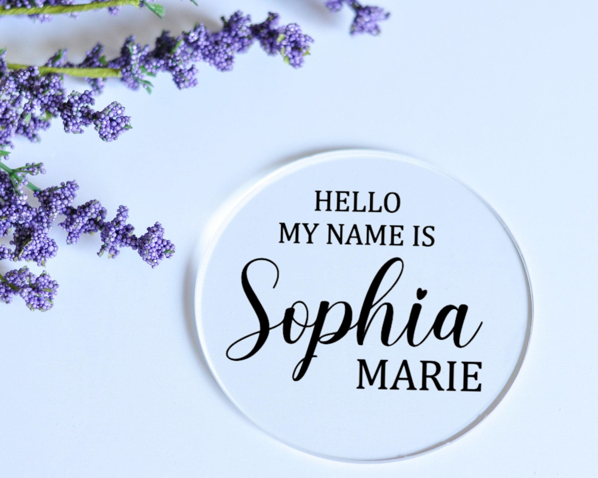 Hello My Name is - Baby Name Announcement Sign - Plaque | Personalized Birth Announcement - Crystal Rose Design Co.