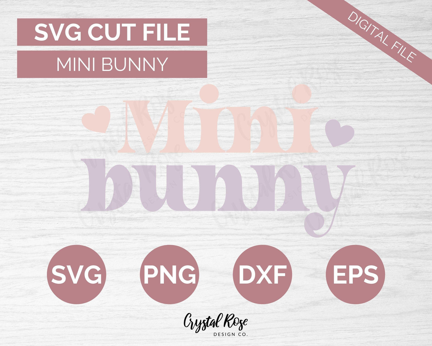 Mini Bunny SVG, Easter SVG, Digital Download, Cricut, Silhouette, Glowforge (includes svg/png/dxf/eps) - Crystal Rose Design Co.