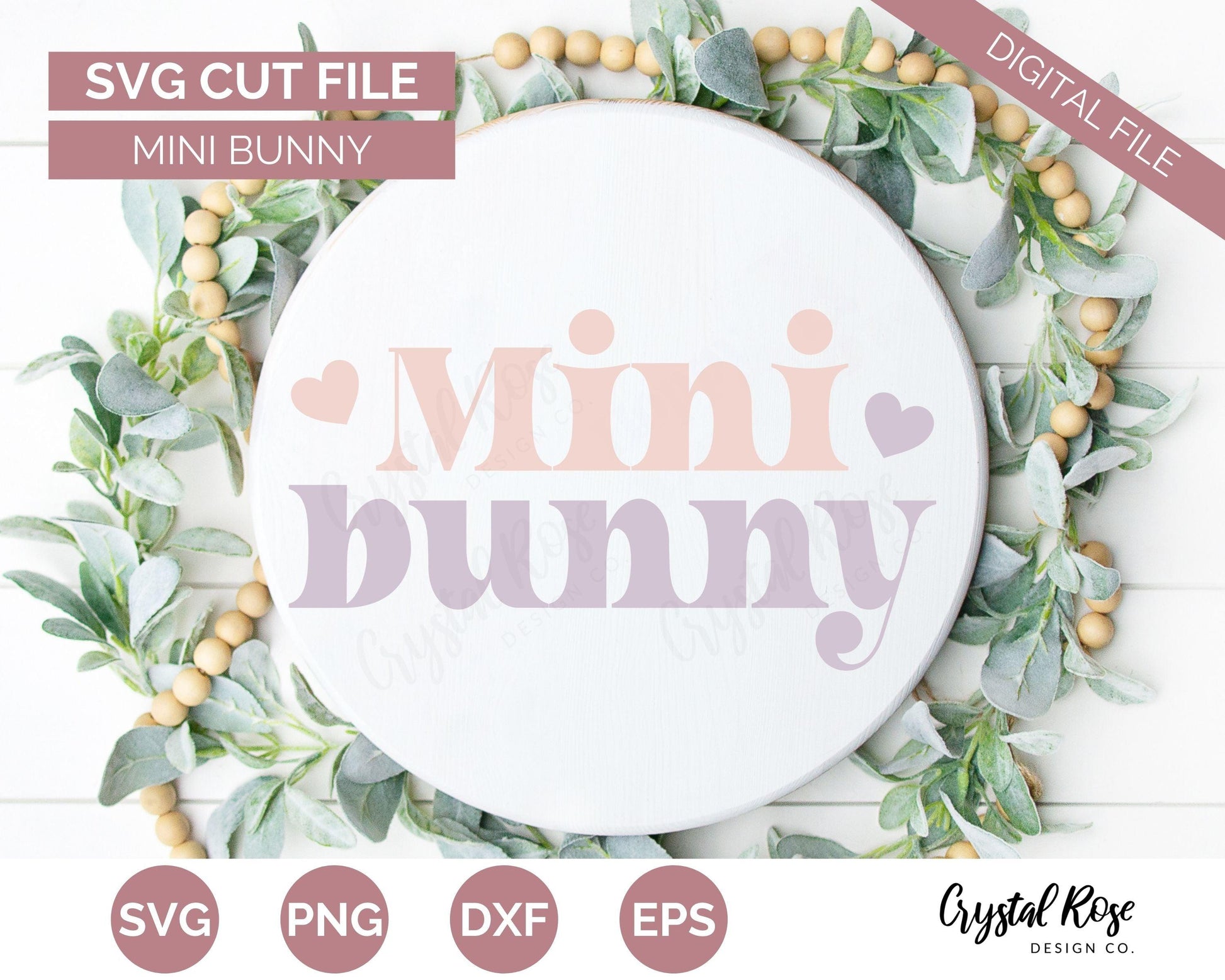 Mini Bunny SVG, Easter SVG, Digital Download, Cricut, Silhouette, Glowforge (includes svg/png/dxf/eps) - Crystal Rose Design Co.