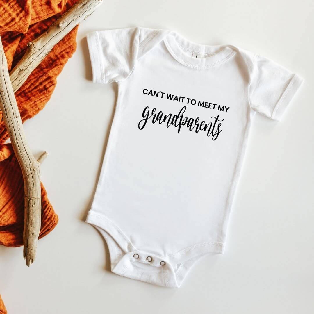 Can't Wait to Meet My Grandparents Announcement Onesie - Crystal Rose Design Co.