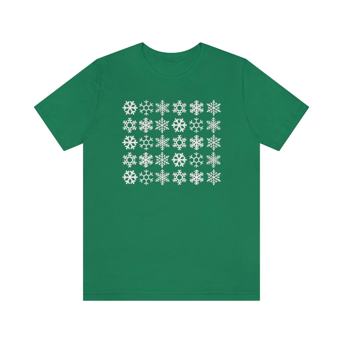 Snowflake Pattern Christmas Trees Christmas Shirt Short Sleeve Tee