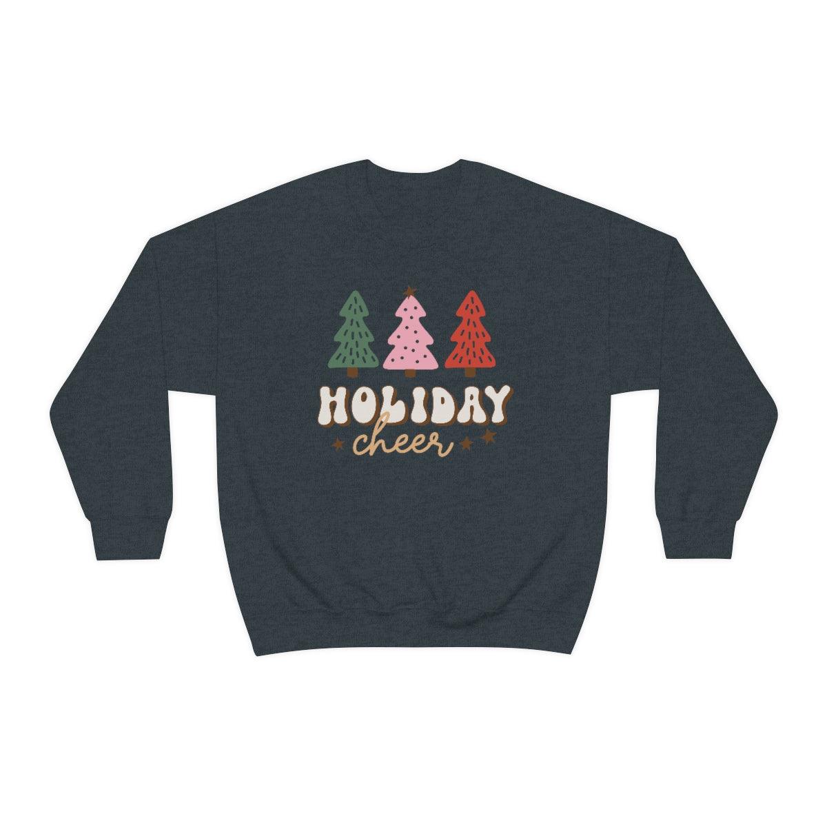 Retro Holiday Cheer Trees Christmas Crewneck Sweater - Crystal Rose Design Co.