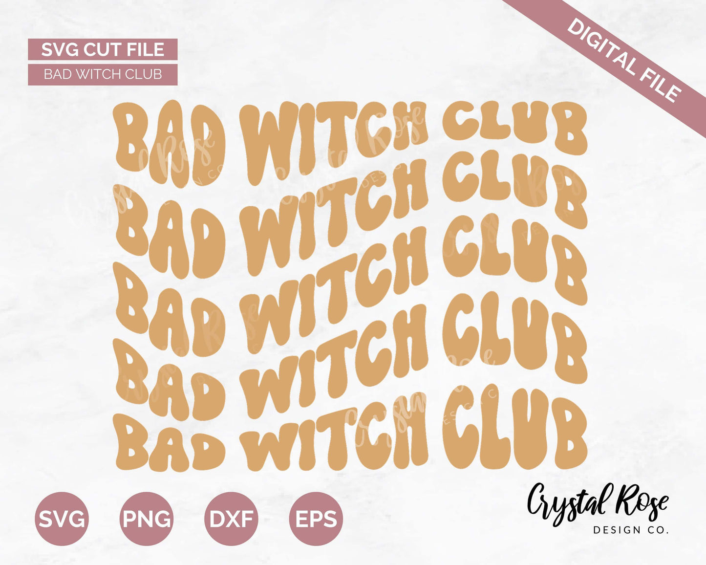 Bad Witch Club SVG, Halloween SVG, Digital Download, Cricut, Silhouette, Glowforge (includes svg/png/dxf/eps) - Crystal Rose Design Co.